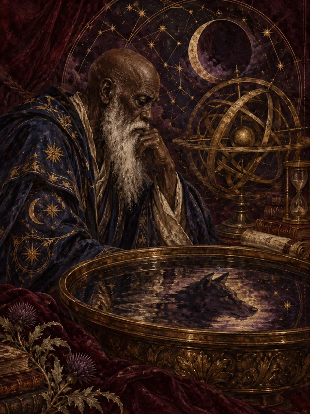 The Seer examining celestial instruments
